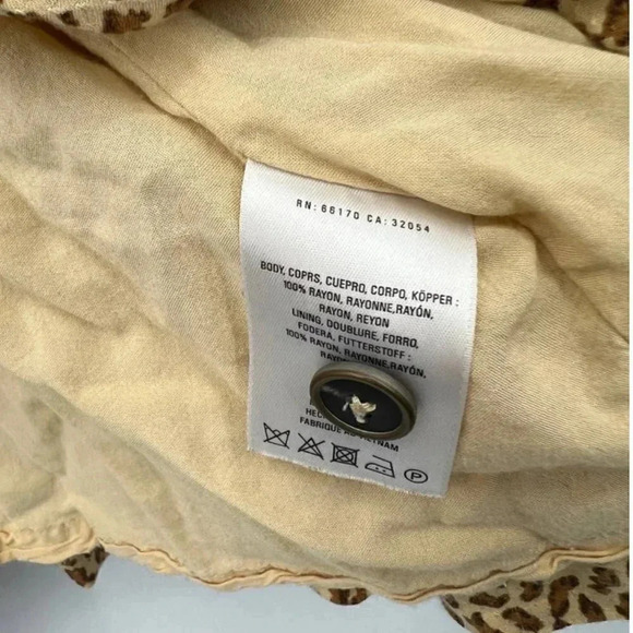 Anthropologie Leopard Print Bolano Ruffle Shoulder Button Midi Dress Size 0 - Picture 11 of 11